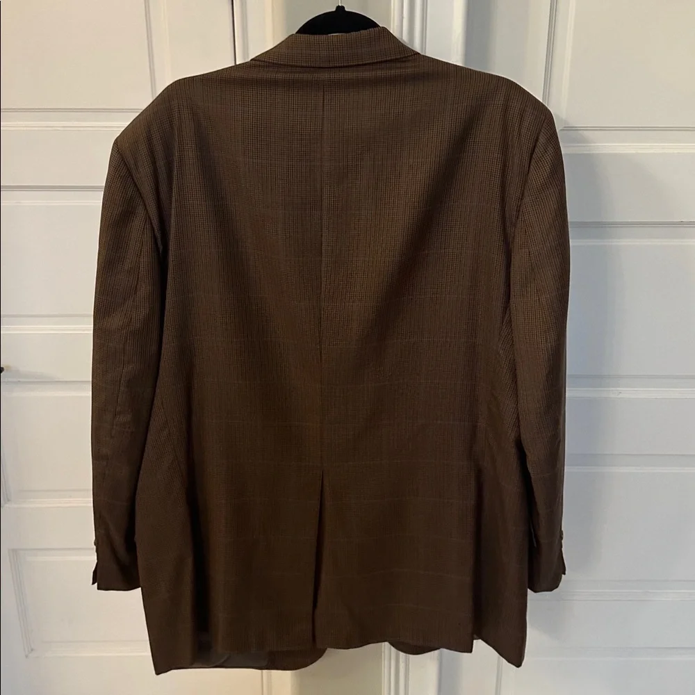 Vintage Burberry Brown Blue Houndstooth Plaid Blazer Sport Coat Men’s 46 Long